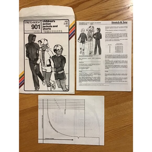 Children’s Warm Up Jackets and Shorts Pattern Stretch & Sew 901 UNCUT - Picture 5 of 6